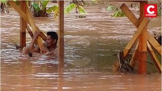 Río Oyón se desborda e inunda zona industrial de Villa Rica en Oxapampa