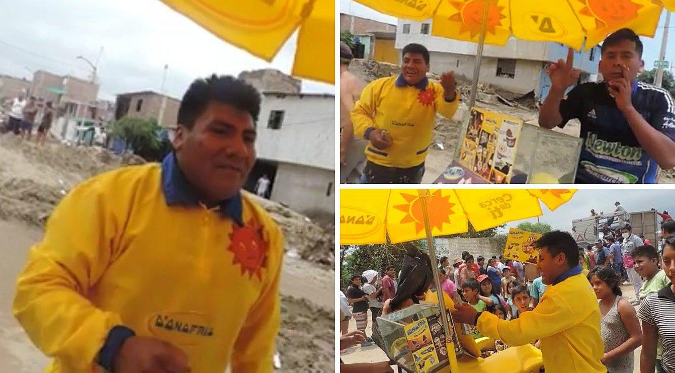 "Heladero del Pueblo" continúa sacando sonrisas a damnificados de Río Seco (VIDEO) 