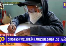 Cusco: Desde hoy vacunarán a menores desde los 12 años