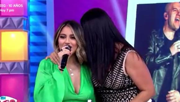 Amy Gutiérrez tuvo “accidente femenino” en programa en vivo. (Foto: Captura América TV).