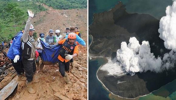 Tsunami en Indonesia: difunden imágenes satelitales que muestran el derrumbe del volcán tras su erupción