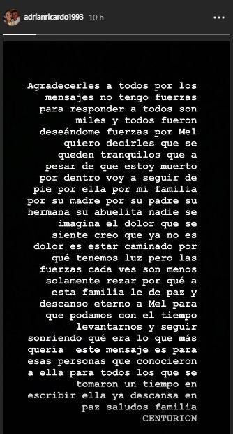 El mensaje que compartió Ricardo Centurión.