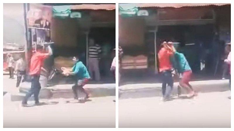 Esposo y amante de una mujer se atacan a cuchillazos en plena calle