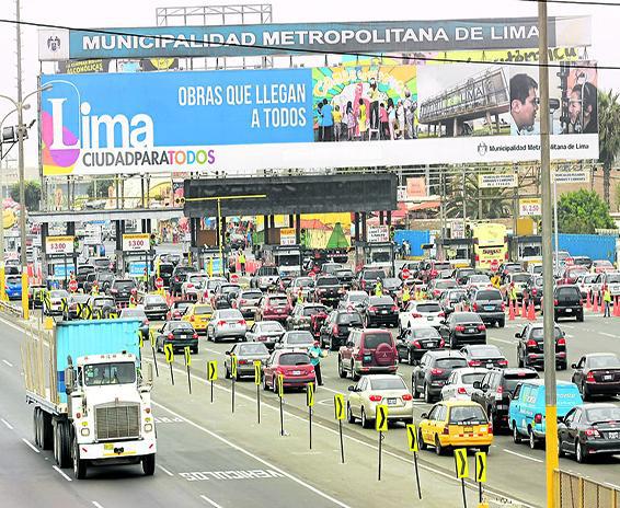 Aumento de peajes en Lima rige a partir de hoy