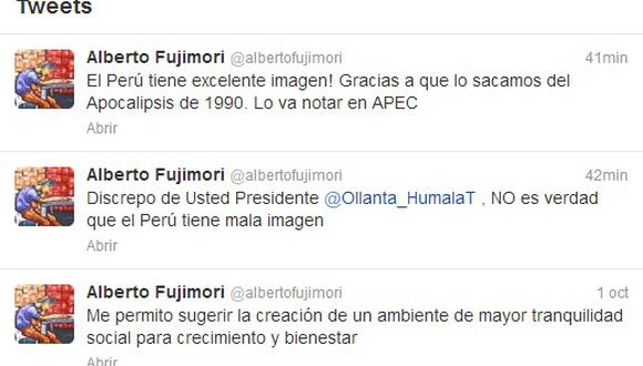 Alberto Fujimori a Ollanta Humala: No es verdad que el Perú tiene mala imagen