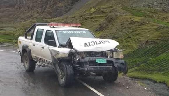La camioneta policial siniestrada, pertenece a la comisaría de Sandia. (Foto: Difusión)