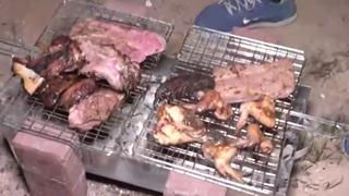 Argentinos en Qatar improvisaron un parrilla con un carrito de supermercado e hicieron un asado (VIDEO)