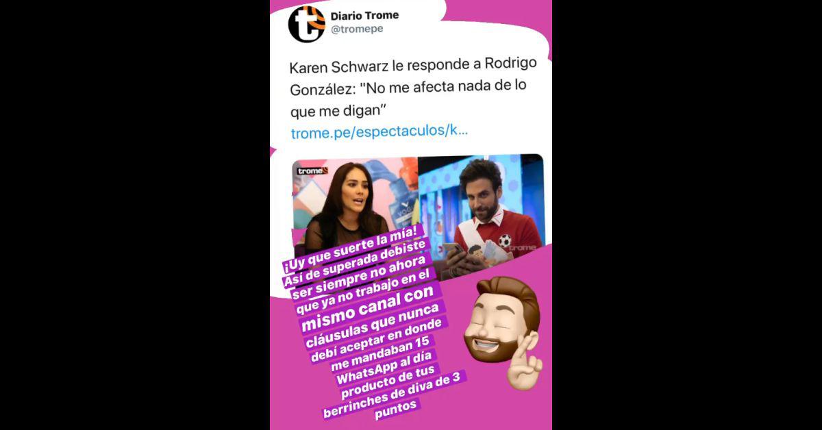 Rodrigo González a Karen Schwarz: “Latina me mandaba 15 mensajes al día por tus berrinches’ (Foto: Instagram)