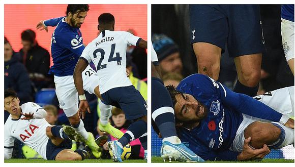 Everton vs Tottenham: la grave lesión de André Gomes tras la fuerte entrada de un rival