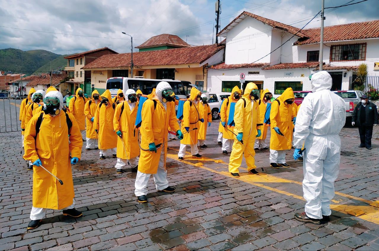 Desinfección de las calles de la ciudad del Cusco por el coronavirus. (Foto: Gobierno Regional del Cusco)