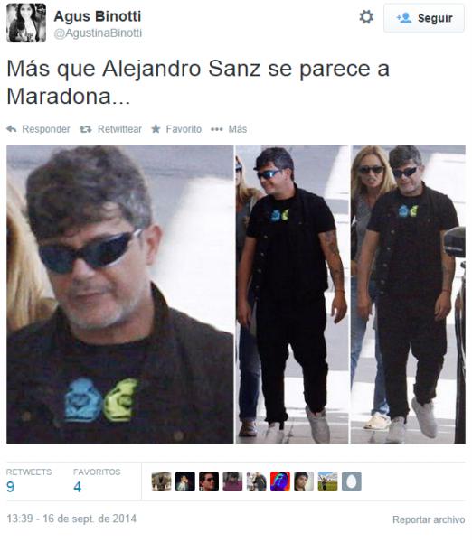 Por su sobrepeso comparan a Alejandro Sanz con Maradona