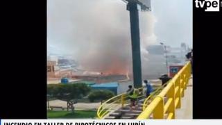 Pirotécnicos estallan durante incendio en taller clandestino y desata pánico entre vecinos de Lurín