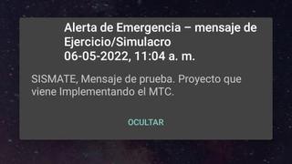 Alerta, simulacro de sismo: SISMATE envió mensaje de prueba ante eventual desastre