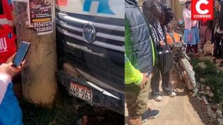 Combi embiste a moto lineal y deja a menor gravemente herido en Huancayo