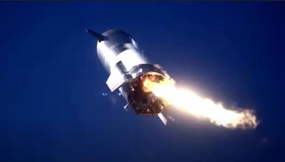 Imagen  REFERENCIAL de la explosión del prototipo de cohete de SpaceX. (Captura de pantalla).