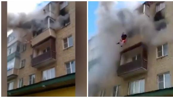 YouTube: Familia entera saltó desde el quinto piso a "trampolín humano" (VIDEO)