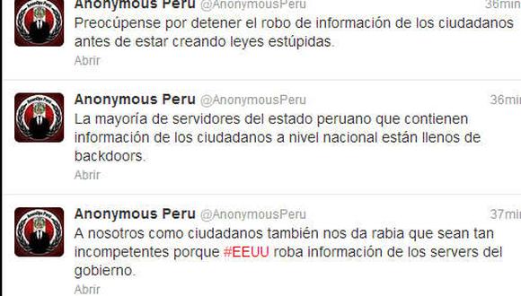 Anonymous Perú desafía proyecto de ley del gobierno contra hackers