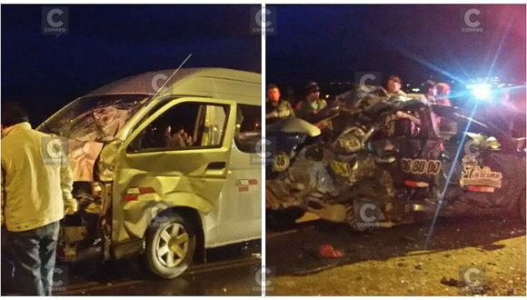 Huancayo: taxista queda con muerte cerebral al estrellar su unidad contra combi (VIDEO)