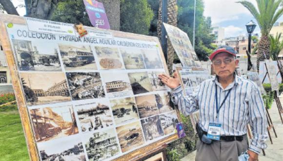 Exposición de fotografías en la plaza de yanahuara. Ángel Aguilar cuenta con una gran variedad de fotografías de Arequipa. (Foto: Correo)