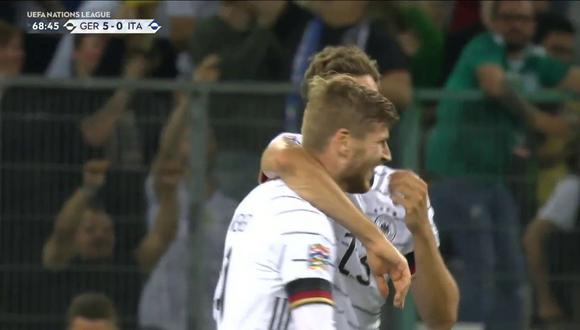 Timo Werner hizo un doblete y puso el 5-0 de Alemania vs. Italia. (Captura: Star Plus)