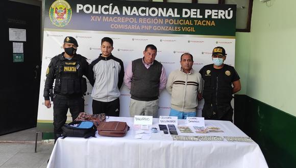 Jesús Rojas Arellano (51), Darwin Rueda Jiménez (44) y Bryan Rueda Cruz (24) fueron detenidos por la PNP. (Foto: Difusión)