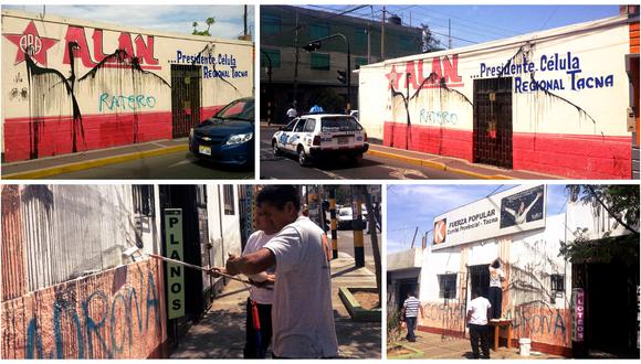 Perú vota 2016: locales de campaña del Apra y el fujimorismo amanecieron pintados en Tacna
