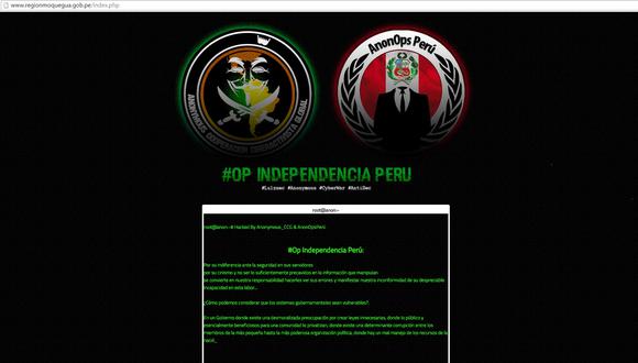 Anonymous vuelve a hackear web del Gobierno Regional de Moquegua