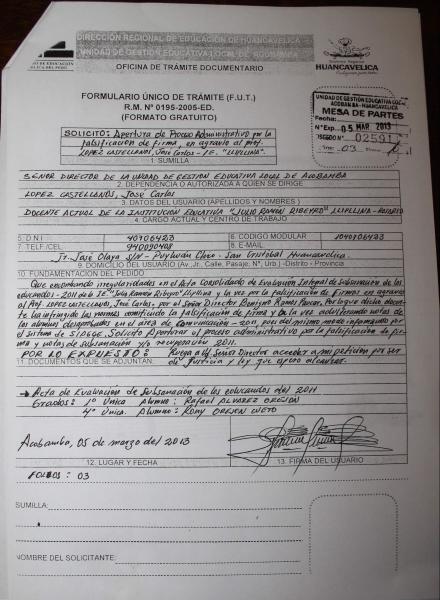 Director de I.E. de LLipllina adultera notas de alumnos