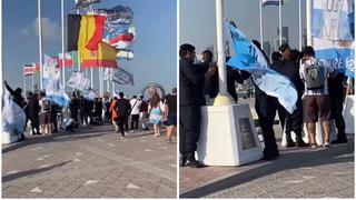 Hinchas argentinos dañan zona de banderas y la guardia civil qatarí intervino (VIDEO)