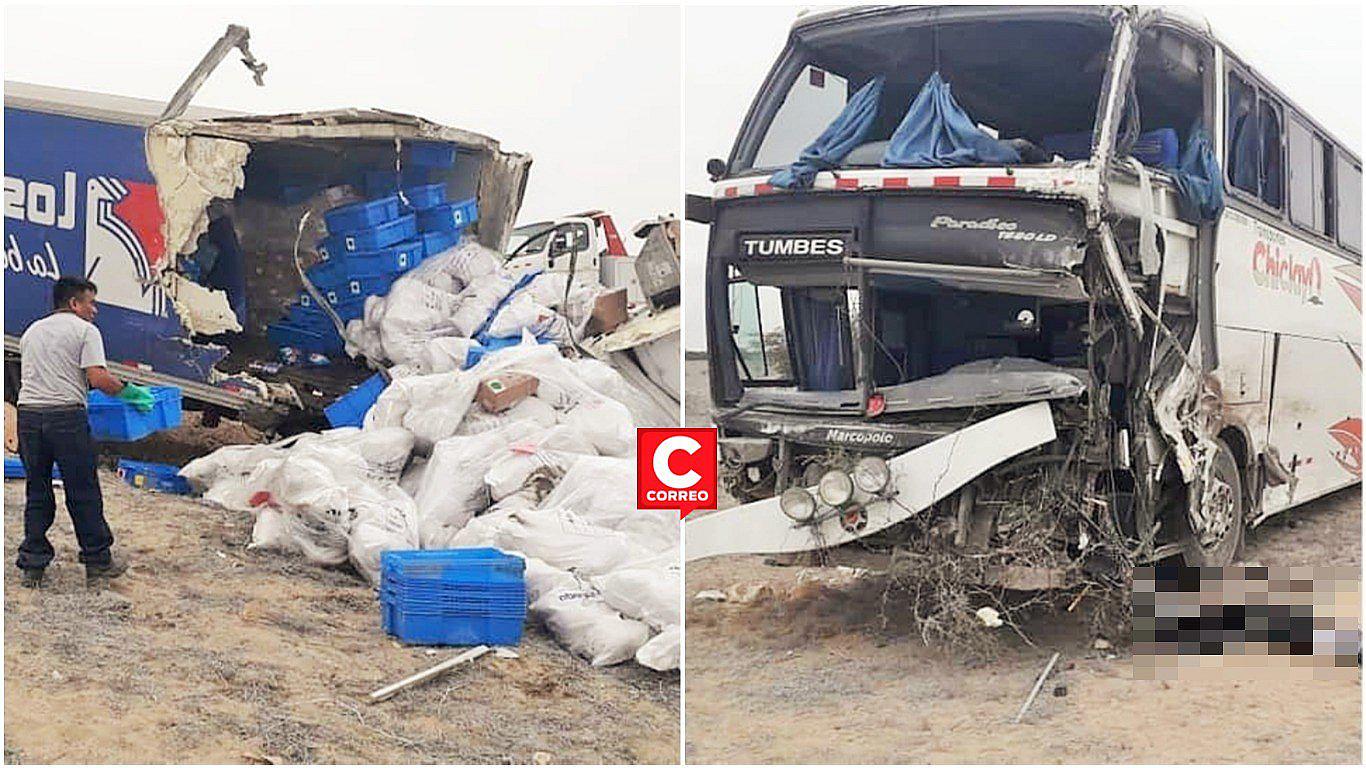 Choque entre un camión y ómnibus deja tres muertos