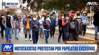 Mototaxistas protestan por papeletas excesivas en Villa María del Triunfo (VIDEO)