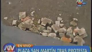 Ley Laboral Juvenil: Plaza San Martín presenta pintas y destrozos 