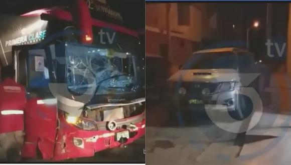 Choque entre ómnibus y camioneta deja un herido 