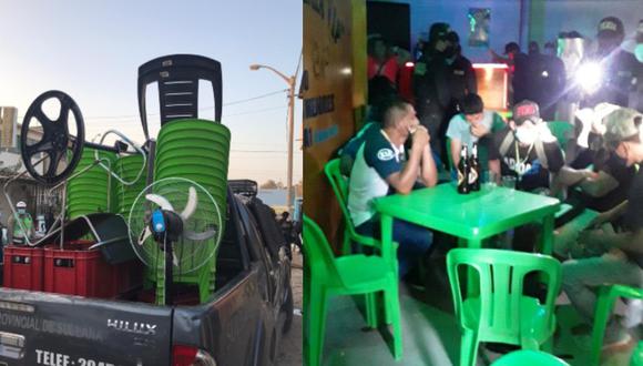 Fiscalizadores decomisan enseres de bar reincidente que atendía en Sullana pese a clausura. (Foto: Municipalidad de Sullana)