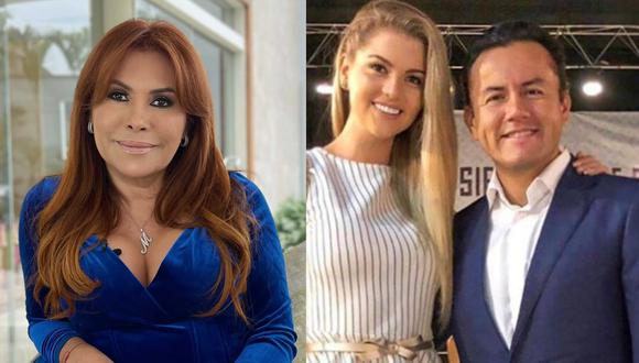 Magaly Medina hace advertencia a Brunella Horna luego que Richard Acuña viajó rumbo al Mundial Qatar 2022. (Foto: Composición Instagram).