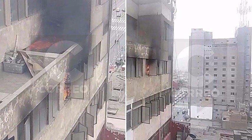 Incendio se registra en edificio de la Av. Tacna