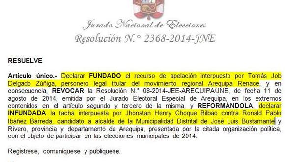 JNE pone en carrera electoral a Ronald Ibañez acusado de "plagio"