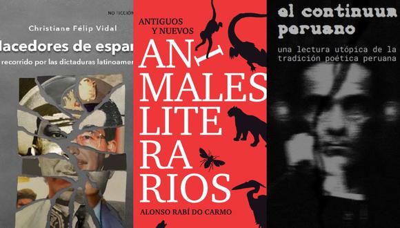Las portadas de los libros de Christiane Félip Vidal, Alonso Rabí y Roberto Valdivia (Foto: Cocodrilo Ediciones / Pez Letra / Dandy Conero)