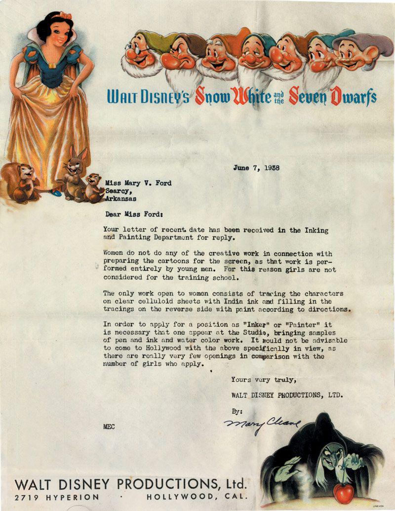 Esta carta  demuestra que Walt Disney odiaba a las mujeres