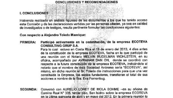 Caso Ecoteva: Este es el preinforme de la Comisión sobre Alejandro Toledo
