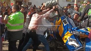 Huancayo: Rescatan a chofer que quedó atrapado en mototaxi y muere en clínica (VIDEO)