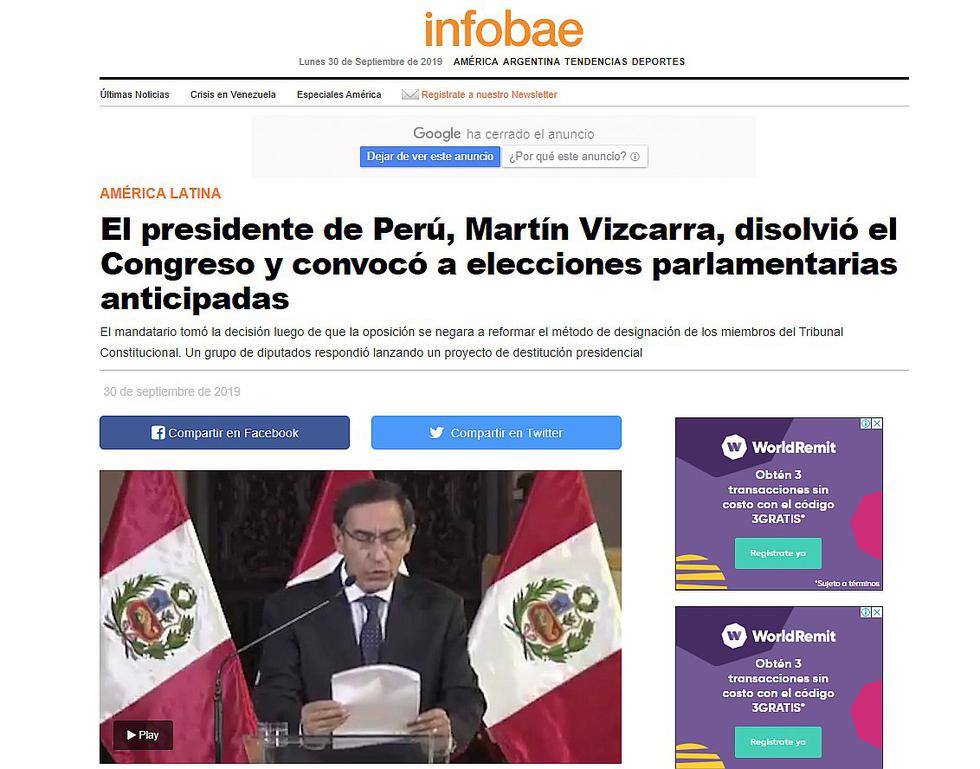 Martín Vizcarra: Así informó la prensa internacional sobre la disolución del Congreso (FOTOS)
