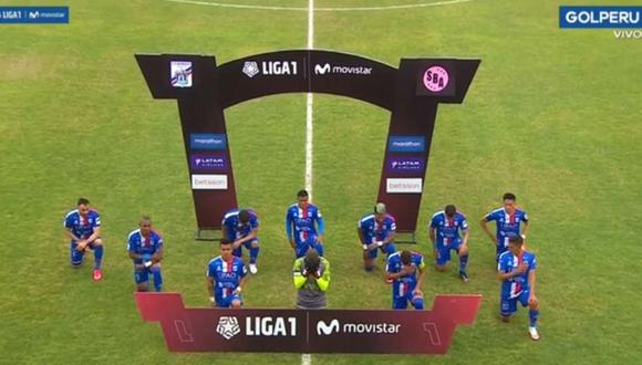 El gesto de los jugadores de Carlos A. Mannucci. (Foto: Gol Perú)