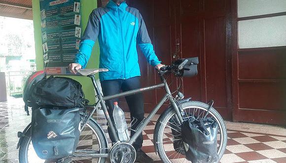 Bruno, el turista francés que llegó a Huancavelica montando su bicicleta