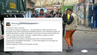 (Facebook) Viajera denuncia agresión de protestantes en La Oroya
