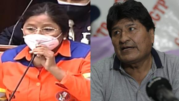 Isabel Cortez agradece a Evo Morales por venir al país. | Foto: Composición.