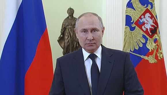 El presidente de Rusia, Vladimir Putin, en un mansaje a la Nación. (Foto: AFP/Russian Presidential Press Service)