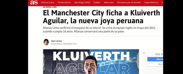 La reacción de los medios extranjeros al fichaje de Kluiverth Aguilar (Foto: captura de pantalla)