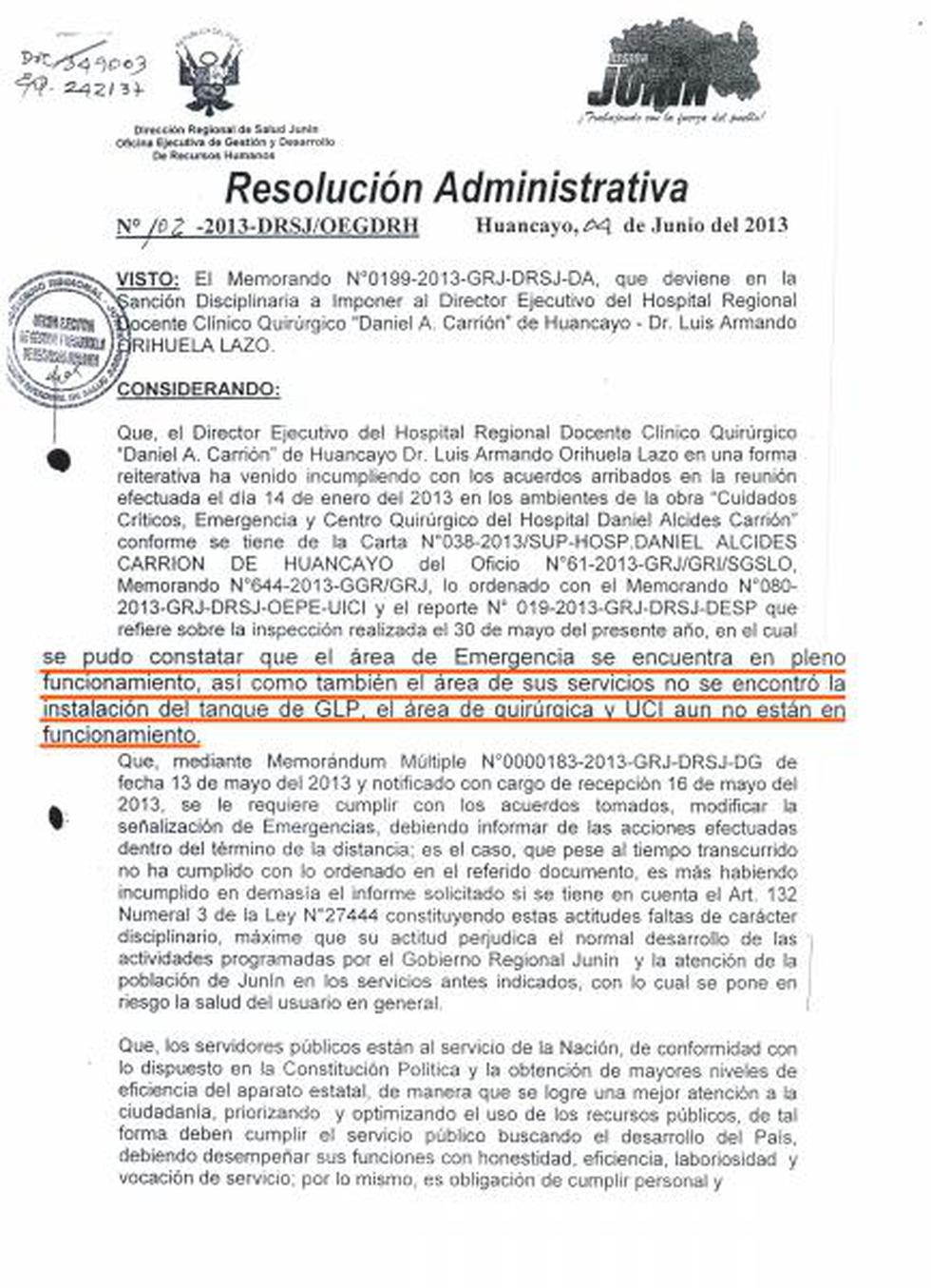 Sancionan a director de hospital Carrión por 7 días 