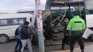 Un herido en choque de dos buses del SIT en el puente Añashuayco